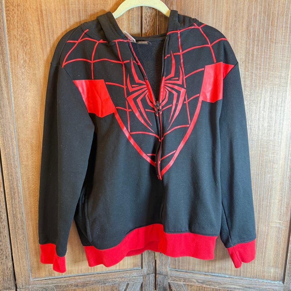 Spider-Man Miles Morales Zip Hoodie w Mask XL Black Red